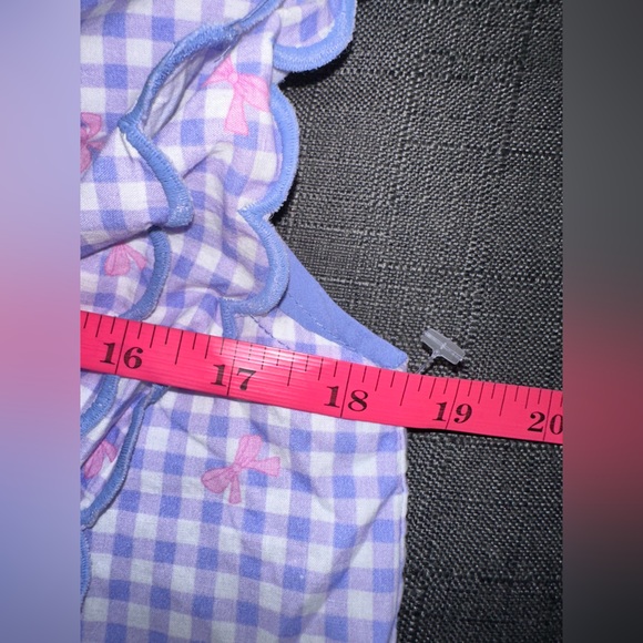 Umgee Size Small Blue and White Gingham with Pink Bows Ruffle Boutique Dress - Picture 11 of 12